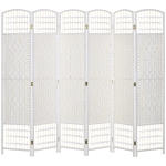 HOMCOM Biombo Separador de Ambientes de 6 Painéis Dobrável em Corda de Papel 160x170 cm Decoração para Quarto Branco