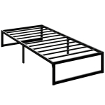 HOMCOM Cadru de pat 90 x 200 cm cu somieră din metal, pat single cu depozitare sub pat, silențios, montaj ușor, negru