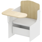 AIYAPLAY Mesa e cadeira para crianças com cesto de arrumação, conjunto de mesa de atividades 2-en-1 para desenho leitura e brincadeiras, branco