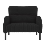 Corduroy Single-Seater Armchair with High-Density Foam Cushion, Ergonomic Wide Seat with Double Side Storage Pockets, 67L x 75W x 79H cm, Black