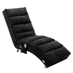 Fabric Relaxation Chaise Longue with Gentle Vibration, Contoured Ergonomic Floor Lounger with Side Pocket, 148L x 55W x 87H cm, Black