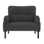 Corduroy Single-Seater Armchair with High-Density Foam Cushion, Ergonomic Wide Seat with Double Side Storage Pockets, 67L x 75W x 79H cm, Gray