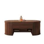 Lift-Top Coffee Table with Wooden Sides and Extendable Lower Shelf, Height-Adjustable Center Table with Ample Storage, 110L x 55.5W x 40H cm, Wood