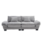 Oversized Two-Seater Sofa with Modern Deep-Seated Modular Design, Comfortable Daybed with Ergonomic Curves, 224L x 81W x 81H cm, Light Gray