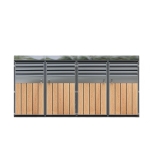 Lockable Bin Storage Unit with Integrated Planter, Lockable Trash Can Shed with Corrosion-Resistant Frame, 264L x 80W x 124.5H cm, Grey+Wood
