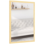 HOMCOM Miroir mural rectangulaire 60 x 40 cm, cadre en bois naturel, idéal pour la salle de bain, salon ou chambre