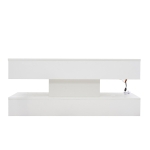 Modern Coffee Table with Bluetooth-Controlled LED Lighting, Lift-Up Center Table with Hidden Storage and Hydraulic Lift, 100L x 50W x 42H cm, White