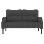 Modern Two-Seater Corduroy Sofa with High-Rebound Springs, Comfortable Loveseat with Side Storage Pockets, 120L x 65W x 79H cm, Gray