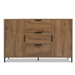 Modern Industrial Sideboard with Metal Frame and Adjustable Feet, Combo Buffet Cabinet with Height-Adjustable Shelf, 120L x 40W x 76H cm, Dark Oak