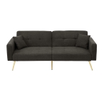 Convertible Sofa Bed with 3‑Position Adjustable Backrest, Comfortable Daybed with High‑Density Foam Seat, 176L x 64W x 75H cm, Dark Gray