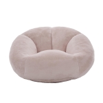 Shell-Shaped Bean Bag Chair with High-Rebound Memory Foam Filling, Ergonomic Floor Lounger with Faux Fur Removable Cover, 100L x 90W x 57H cm, Pink