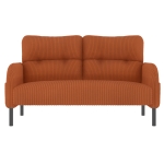 Modern Two-Seater Corduroy Sofa with High-Rebound Springs, Comfortable Loveseat with Side Storage Pockets, 120L x 65W x 79H cm, Orange
