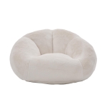 Shell-Shaped Bean Bag Chair with High-Rebound Memory Foam Filling, Ergonomic Floor Lounger with Faux Fur Removable Cover, 100L x 90W x 57H cm, Beige
