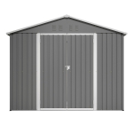 Abrigo de jardim metálico, porta dupla larga, para arrumação de ferramentas e equipamentos de jardim, 229x180x191 cm, Antracite