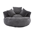 Giant Bean Bag Chair with Shredded Memory Foam, Pre-Filled Lounge Chair with High Back, 108L x 108W x 52H cm, Dark Gray
