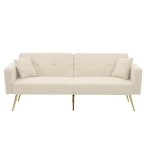 Convertible Sofa Bed with 3‑Position Adjustable Backrest, Comfortable Daybed with High‑Density Foam Seat, 176L x 64W x 75H cm, Beige