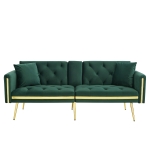 Two-Seater Convertible Sofa Bed with 3-Level Adjustable Backrest, Space-Saving Sleeper Sofa with High-Density Foam, 174L x 76W x 71.5H cm, Green