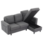 L-Shaped Corner Sofa with Hidden Storage and Side Pockets, Reversible Sectional Couch with Sturdy Wooden Frame, 180L x 120W x 72H cm, Gray