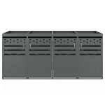 Anthracite Bin Storage Unit with Planter Roof and Rear Drainage, Sleek Dark-Grey Trash Can Shed with Ventilation Slots, 264L x 80W x 125H cm, Grey