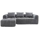 Oversized Modular L-Shaped Sofa with Deep-Seated Sleeper Design, Plush Sectional Sofa with Hidden Side Pockets, 250L x 158W x 60H cm, Grayi