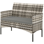 Outsunny Canapé de jardin 2 places en résine tressée avec coussins canapé d'extérieur avec accoudoirs 115 x 63 x 85 cm gris clair