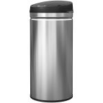 HOMCOM Poubelle cuisine automatique 42L acier inoxydable, poubelle à couvercle à fermeture en douceur, 30,5x30,5x68cm, argent