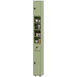 kleankin Colonne de rangement armoire haute pour salle de bain 1 tiroir 4 étagères réglables et 2 placards 20 x 20 x 180 cm vert