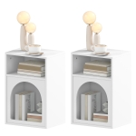 HOMCOM Lot de 2 tables de chevet, table de nuit avec compartiments ouverts, design arqué, 40 x 30 x 60 cm, blanc