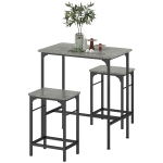 HOMCOM Ensemble table de bar avec 2 tabourets, cadre en acier pour cuisine, salle à manger et salon, gris