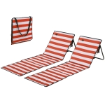 Outsunny Lot de 2 tapis de plage rembourré matelas de plage dossier inclinable multi-positions 142 x 51 x 40 cm blanc et rouge