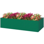 Outsunny Jardinière surélevée galvanisée rectangulaire pour l'extérieur - fond ouvert - 240 x 120 x 60cm, vert