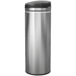 HOMCOM Poubelle cuisine automatique 50L acier inoxydable, poubelle à couvercle à fermeture en douceur, 30,5x30,5x85cm, argent
