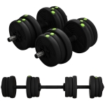 SPORTNOW Haltères 2 en 1 réglables, haltères libres avec poignées antidérapantes, 20 KG - Barres incluses