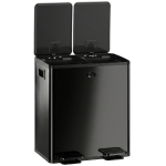 HOMCOM Poubelle de cuisine 2 compartiments de 2 x 20L, acier inoxydable, couvercle à fermeture douce, 45,8x36x51,6cm, noir