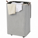 HOMCOM Panier à Linge avec Couvercle et Roulettes 50 L Panier Pliable avec Sac à Cordon Amovible 40x30x65 cm Gris