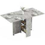 HOMCOM Table pliante de cuisine salle à manger amovible sur roulettes 75L x 140l x 74H cm 2 étagères intégrées en bois