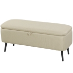 HOMCOM Banc banquette coffre de rangement 2 en 1 en tissu avec pieds en acier noir 102 x 40 x 39,5 cm beige