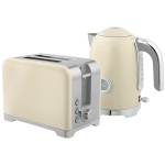 HOMCOM Wasserkocher- und Toaster-Set, 2200W, 7 Bräunungsstufen, versch. Funktionen, Creme
