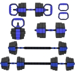 SPORTNOW Ensemble d'haltères musculation 6-en-1 haltère réglable 25 kg kettlebell, barre de musculation support pour pompes bleu