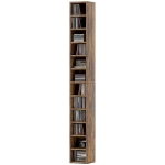 HOMCOM Rangements pour CD et DVD avec 12 compartiments, capacité max. 204 CD, 21 x 20 x 175 cm, brun rustique