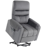 HOMCOM Poltrona elevatória elétrica massagem por vibração e aquecimento, poltrona relax elétrica em veludo, cinza escuro