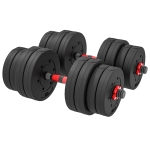HOMCOM Ensemble d'haltères Courtes Total 30 Kg 2 en 1 poids réglable Barres incluses - entraînement Musculaire & haltérophilie