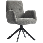 HOMCOM draaistoel loungefauteuil met armleuningen, wol-linnen look, moderne gestoffeerde stoel met knoopdetails, stalen poten, voor woonkamer of slaapkamer, donkergrijs