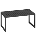 Outsunny Beistelltisch mit Latten-Design Balkontisch aus Aluminium Kaffeetisch wetterfest 90 x 50 x 42 cm Schwarz