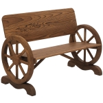Outsunny Tuinbank bank tuinmeubelen armleuning wagen wielen design massief hout bruin