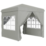 Outsunny 2,5 x 2,5 m Pop-up-Pavillon mit Seitenwänden und Tragetasche, UPF50+ höhenverstellbares Gartenzelt, Hellgrau