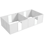 PawHut Werpkist voor puppy's, hondenren, puppyren met antislip vloerglijders en deur, houten honden werpkist, puppyren voor middelgrote honden, 196 x 96 x 48 cm, wit