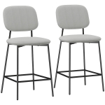 HOMCOM Set van 2 Barkrukken, Bistrokrukken met Voetsteun, Fluweel Bekleed, Stalen Poten, voor Eetkamer, 45 x 49 x 102 cm, Lichtgrijs