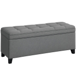 HOMCOM Zitbank met opbergruimte, gestoffeerde bank 120x40x48 cm met veiligheidsscharnieren, linnenlook, donkergrijs