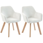 HOMCOM Conjunto de 2 Cadeiras de Jantar Modernas Estofadas em Veludo com Pernas de Madeira 54x57x80 cm Creme